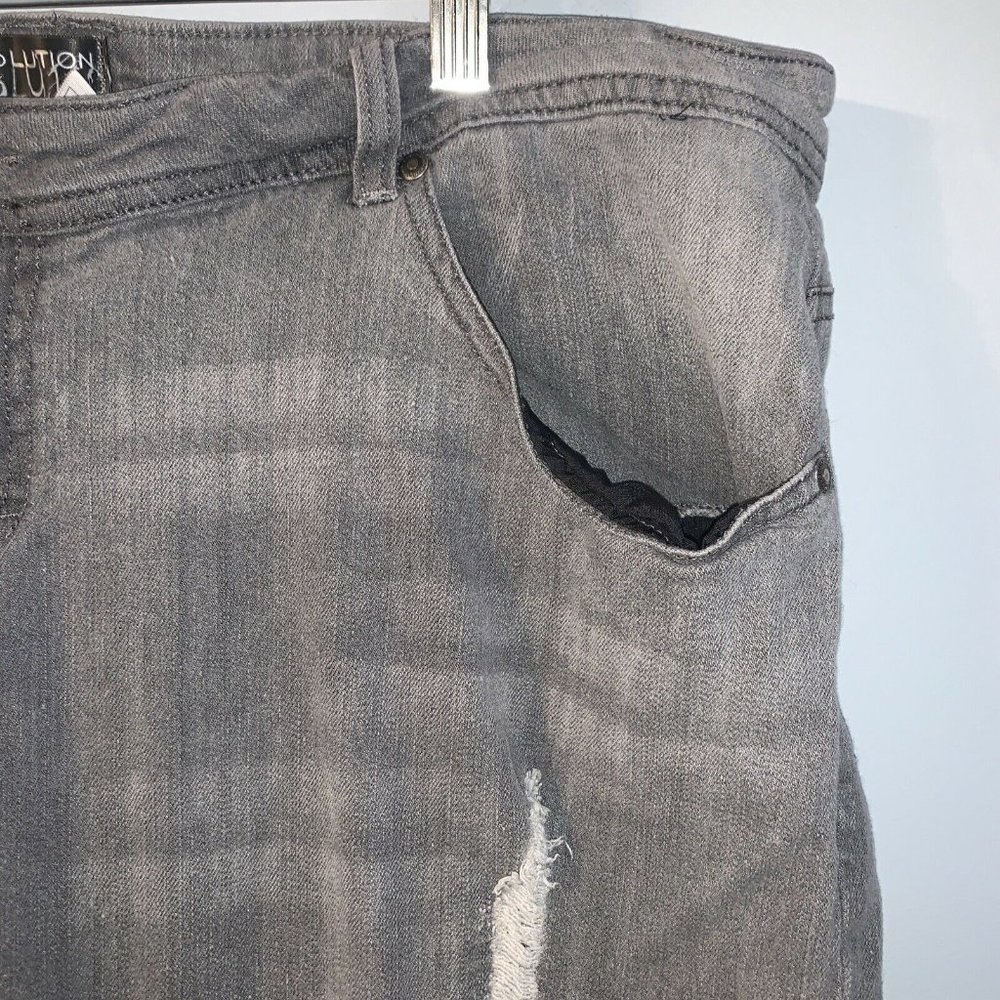 Distressed Evolution Baggy Hip Hop Woman Gray Denim Jeans Half Length 18W - Picture 4 of 8